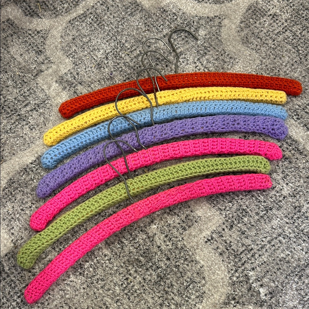 7 handmade crochet hangars